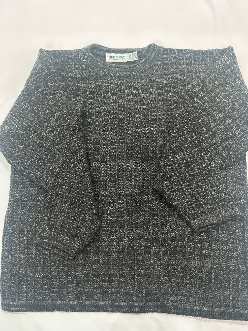 New Era Men's Crewneck Sweater in Charcoal Gray Marled Knit
